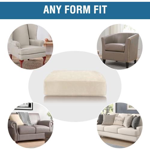 H.VERSAILTEX Velvet Stretch Couch Cushion Cover Plush Cushion Slipcover for Chair Cushion Furniture Protector Seat Cushion Sofa Cover (1 Piece Armchair Cushion Covers, Cream)