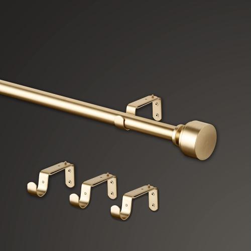 MODE Premium Collection Single Curtain Rod Set with Mod Doorknob Finials - 72 to 144 in, Gold