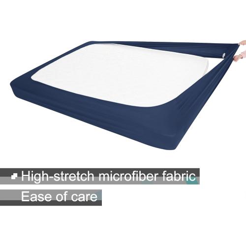 Box Spring Cover King Size - Jersey Knit & Stretchy Wrap Around 4 Sides Bed Skirt for Hotel & Home - King/Cal King/Olympic Queen, Navy