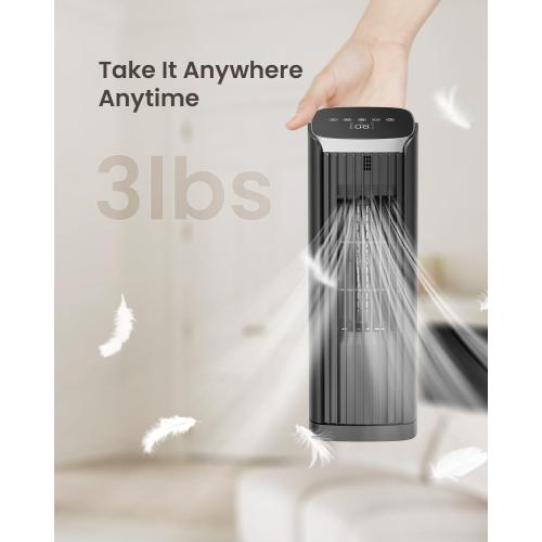 PNTCK Fan for Bedroom, 13.2 Tower Fan with Remote, 4 Modes 4 Speeds Max 24ft/s, 70° Oscillating Desk Fan, 12H Timer Portable Fans, Cooling Fans for Office, Home Black