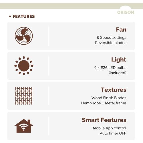 Orison 22 Caged Low Profile Ceiling Fan With Light, Remote, and App Control - Flush Mount, 7 Blades, 6 Speeds, 4 Bulbs
