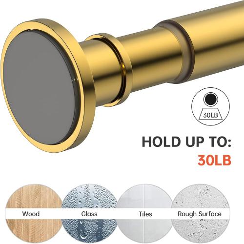 BRIOFOX Industrial Shower Curtain Rod - Rustproof Non-Slip 43-72 Inches Tension Curtain Rod for Window or Bathroom, Sunglow Gold