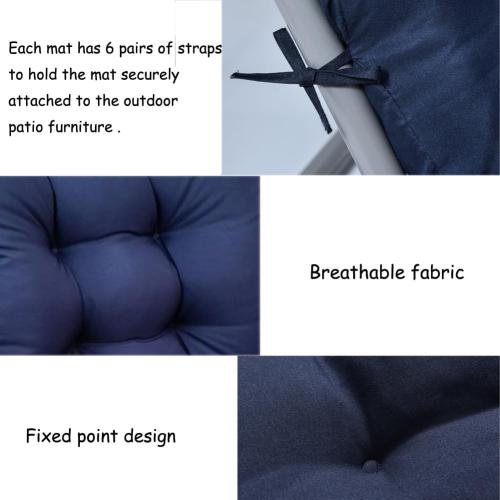 Patio Chaise Lounger Cushion, Lounge Chair Recliners Chair Cushions, Rocking Chair Sofa Cushion with 6 Ties,Thick Padded Swing Bench Cushion，61x18.89x3.14in (Black)‼️ 2 included 1 is in package 1 is out‼️