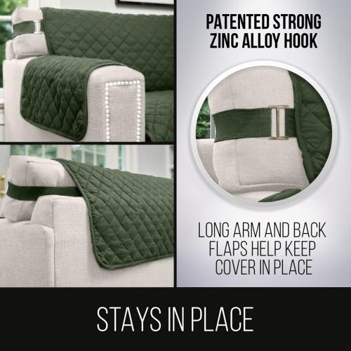 Sofa Shield® Couch Slip Covers for Dogs, Reversible Furniture Protector with Strap, Stain and Tear Resistant Cushion Cover, Machine Washable Slipcover Pets, Cats, Hunter Green Sage‼️ animal hair and spots ‼️