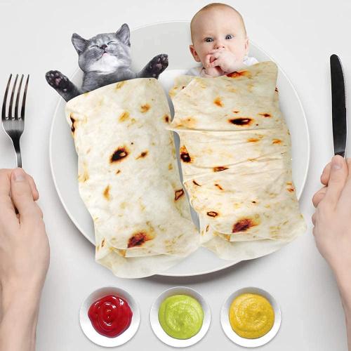 Burrito Baby Blanket, Tortilla Swaddle Blanket, Taco Blanket for Newborn Toddler, 285 GSM Soft Flannel Wearable Wrap Funny Gifts for Baby Shower & First Christmas Boy Girl 0-3 6 9 Months