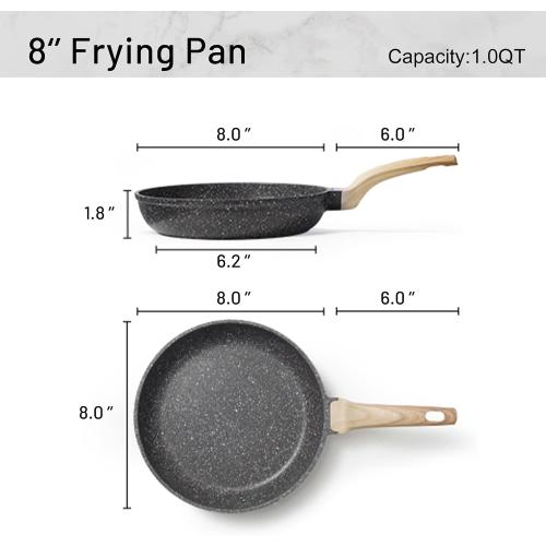 CAROTE Nonstick Frying Pan Skillet,Non Stick Granite Fry Pan Egg Pan Omelet Pans, Stone Cookware Chef's Pan, PFOA Free,Induction Compatible(Classic Granite, 8-Inch)