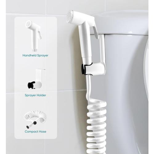 Handheld Bidet Sprayer Kit for Toilet, for Feminine Wash, Bidet Faucet Cloth Diaper, Baby Wash, Pet Wash or Toilet Cleaning, with Spring Type Bidet Hose (White)