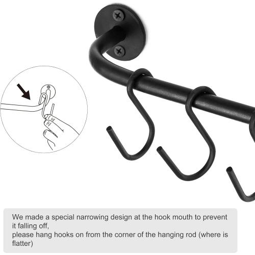 Mkono Mug Holder Wall Mounted Coffee Cup Rack Hanger Modern Metal with 5 Mug Hooks Rustic Utensil Tea Cups Storage Organizer for Kitchen Dining Room Coffee Bar,Black
