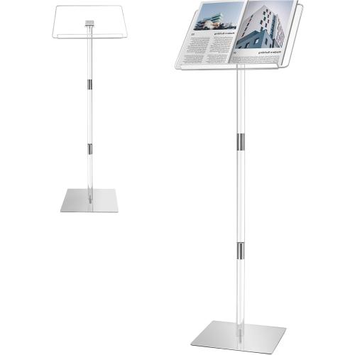 Podium Stand, Lecterns & Podiums, Acrylic Podium, Portable Podium Stand, Adjustable Angles with Metal Base, Podium for Classroom, Church, Weddings, Speech, 16 L x 12 W x 43 H, Clear