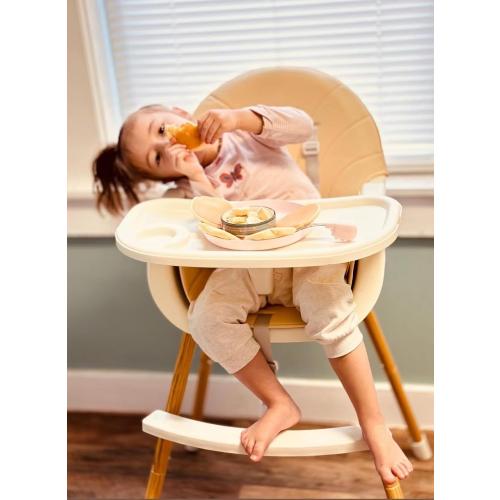 Color White PandaEar 3-in-1 High Chairs for Babies Toddlers, Convertible Infant Highchair with Removable Tray & Safety Harness Adjustable Legs
