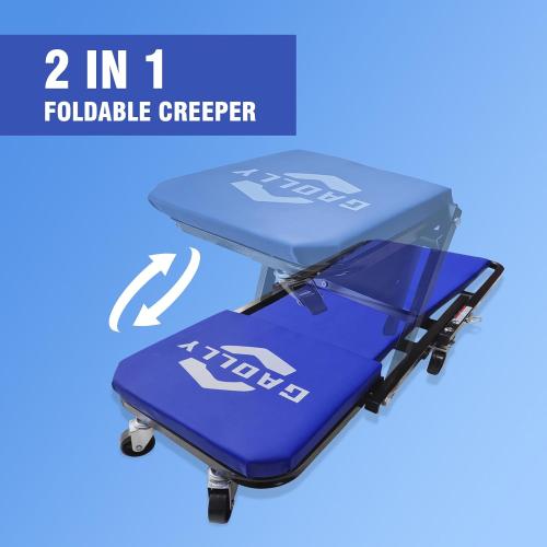 Garage Shop Creepers, Foldable Z Creeper 2-in-1 for Car, 36 Adjustable Roller Garage Chair Lay Down or Sit, 330 LBS Capacity Under Car Roller Creeper with 6 Swivel Casters