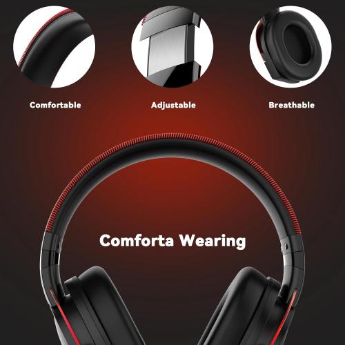 Black and Red A88 Gaming Headset with Microphone, Stereo Wired Noise Cancelling Over-Ear Headphones with Mic for Pc, Ps5, Xbox One Series X/s, Ps4, Computer, Laptop, Mac, Nintendo, Gamer (Red)