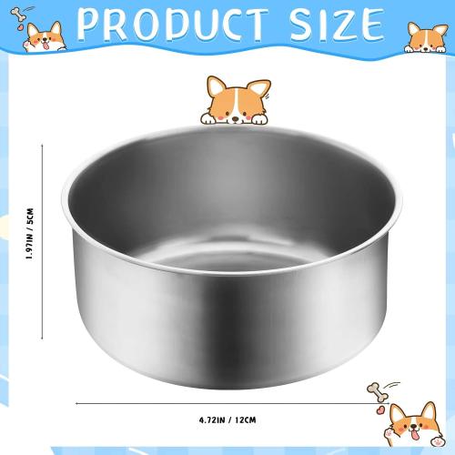 Zubebe Stainless Steel Hanging Dog Crate Bowls, Non-Spill Kennel Food Water Bowls with Screw Clamp Attach Holders, Removable Mountable Metal Cage Feeder for Pet(19 oz)