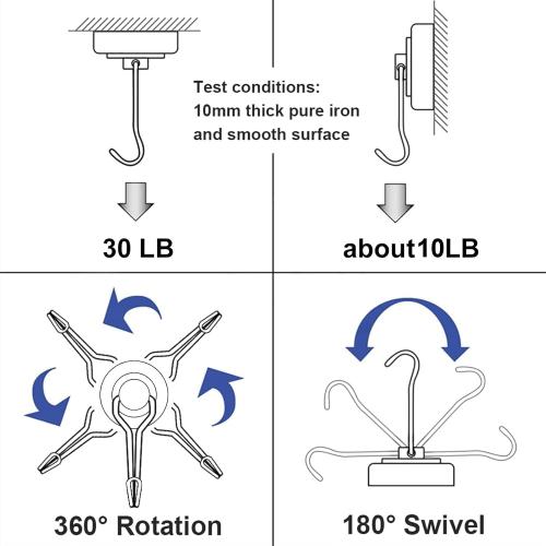 E BAVITE Magnetic Hooks, 30lbs  Magnet Hook 2026 Cruise Cabin Ship Essentials Heavy Duty Strong Magnets Refrigerator Fridge Hanging for Classroom Beach Vacation Kitchen Grills Home 6pcs (Black)
