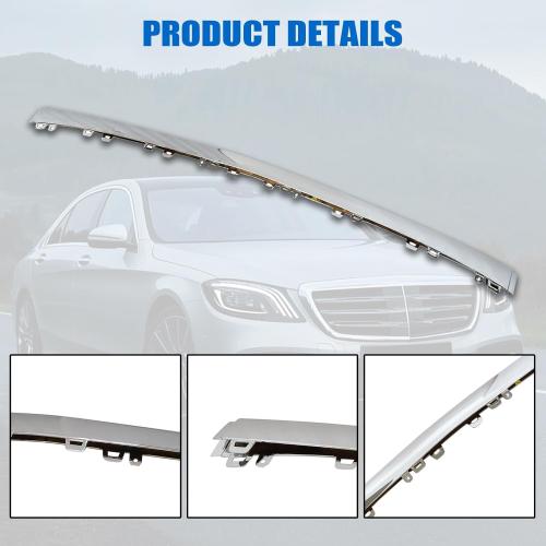 NLQR Front Mid Bumper Trim Lip Bezel Compatible with Mercedes-Benz S450 S560 S560e 2018-2020 Replace 222-885-76-00 2228857600 A2228857600 Front Lower Bumper Chrome Molding Trim