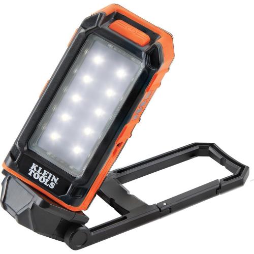 Klein Tools 56403 LED Light, Rechargeable Flashlight / Worklight with Kickstand, Magnetic Mount, and Carabiner, Charges Small Electronics, for Work, Camping
