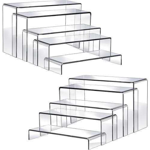 Size Large 10pcs 2 Set Acrylic Risers for Display Clear Perfume Organizer Stands Acrylic Display Risers for Show Figures, Cupcake, Jewelry, Toys, Perfume and More (Large Size)