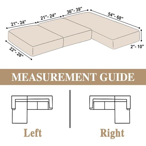 Couch Cushion Covers for Sectional Sofa L Shape Washable Separate Seat Chaise Couch Cover Stretch Sofa Slipcovers with 2 Pcs Pillowcases(2 Seater   1 Chaise, Natural)