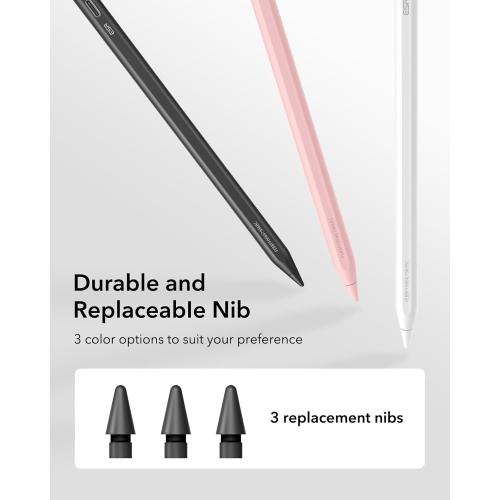 ESR Geo Digital iPad Pencil Findmy Compatible with Apple iPad 2018-2025,with Easy Shortcuts for Apple iPad A16/10/9/8 & Air 13/11 & Pro 12.9/13/11 & Mini 7/6/5,Black(No Wireless Charging)