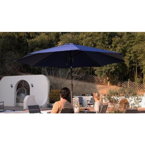 9 FT Patio Umbrella for Outdoor, Outdoor Umbrella with Push Button Tilt and Crank, Outdoor Patio Umbrellas with 8 Sturdy Ribs for Market, Garden, Deck, Backyard, Pool (Navy)