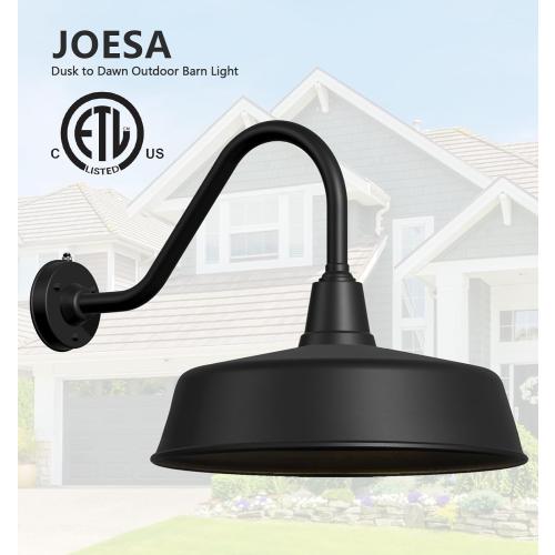 JOESA Extra Large 24 Barn Gooseneck Light, Dusk to Dawn Exterior Light Fixture, Ideal for Installation on Porch, Garage Doorway, Classic Outdoor Barn Light.