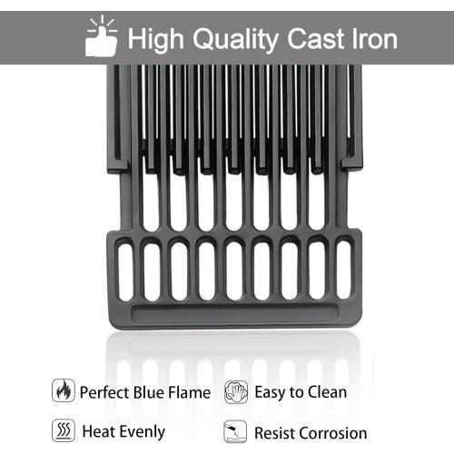 Adjustable Cast Iron Grill Grates, Universal Cooking Grid Grates Replacement for Gas Eletric Grill, Extends from 14 to 20 L, 8 Wide, 3 Pack