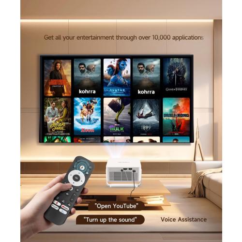 Magcubic Mini Projector with Wifi and Bluetooth, Smart Portable Projector, 260 ANSI & 2K Support, Auto Focus & Keystone, 180° Rotatable Portable Movie Proyector for Home Outdoor HY300GT