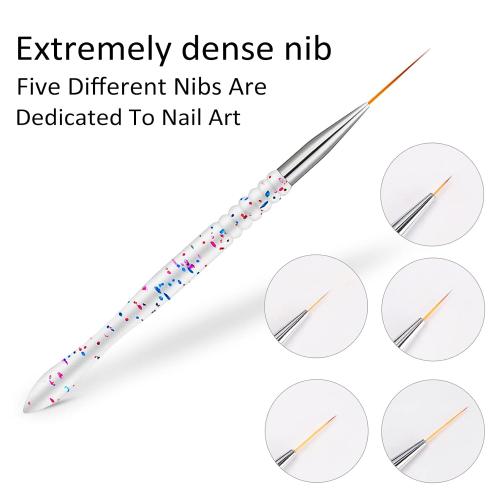 Etercycle 5Pcs Nail Art Liner Brushes, Nail Gel Polish Painting Brush Set