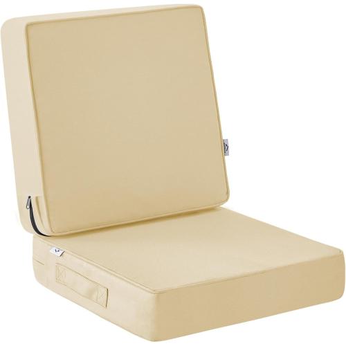 Outdoor Seat Cushion Set 24 x 24 x 4 Inch, Outdoor Cushions for Patio Furniture, Waterproof & Fade Resistant Outdoor Chair Cushions, Deep Seat Cushions with Removable Cover, Beige