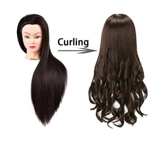 Morris 28Inch Mannequin Head With Synthetic Fiber Hair Styling Training Manikin Cosmetology Doll Head With Clamp Stand (Black)