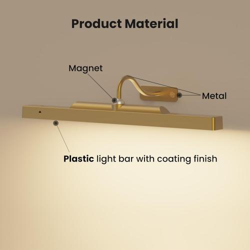 Wireless Picture Light Battery Operated, 1Pack Remote Control Painting Light with Timer, 13Hrs Service Life Art Display Light for Picture Frame Artworking Portrait, Poster, Photo, Mirror -Brass