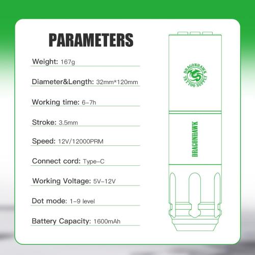 Dragonhawk A1 Beginner Tattoo Kit, Wireless Complete Pro Tattoo Gun Pen Machine Kit, Cartridges Tattoo Machine Needles