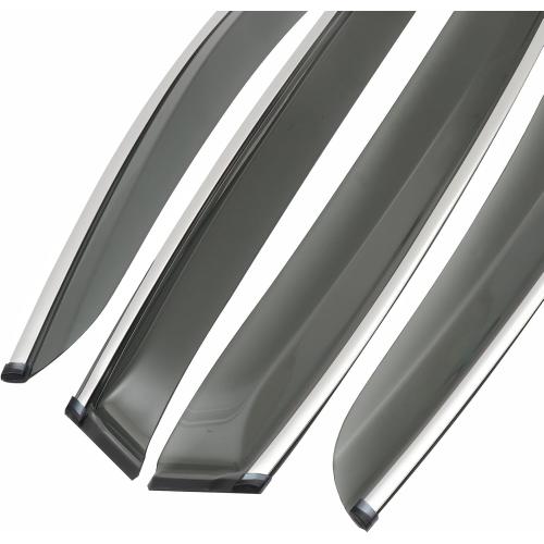 MotorFansClub 4PCS Window Visor Vent Fit for Acura MDX 4 Door 2014 2015 2016 2017 2018 2019 2020 2021 Window Deflectors Sun Rain Guard Smoke Color with Chrome Trim