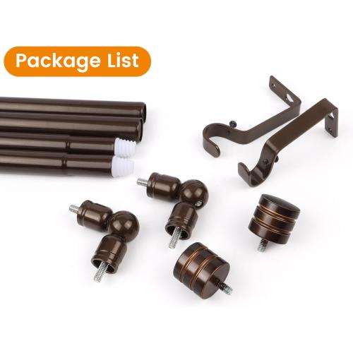 Bay Window Curtain Rods, HOTOZON 7/8 Inch Heavy Duty Curtain Rods for Bay Windows 48-84 Inch(Center Rod), 32-58 Inch Side Rods for Windows, Antique Bronze, Decorative Drapery Rod with End Cap Finials