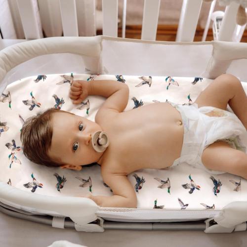 4 Pack Mallard Duck Baby Bassinet Sheets Neutral Unisex Breathable Fitted Nursery Sheets for Baby Girl or Boys (Bassinet Sheet)
