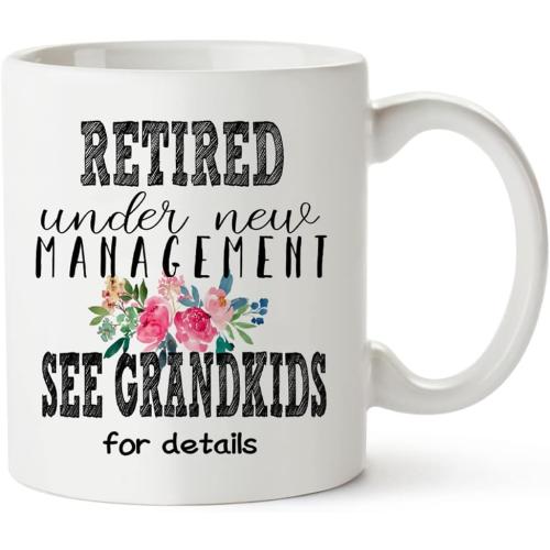 Fatbaby Retirement Gifts for Women,Retired Under New Management See Grandkids For Details Coffee Mug,Happy Retirement Mug for Women 2026,Funny Retired Gifts for Coworker