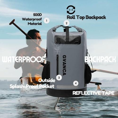 Waterproof Dry Bag Backpack for Kayaking, Roll Top Kayak Dry Backpack, Floating Outdoor Dry Sack Boating Sailing Canoeing Rafting Fishing Camping 85L Grey