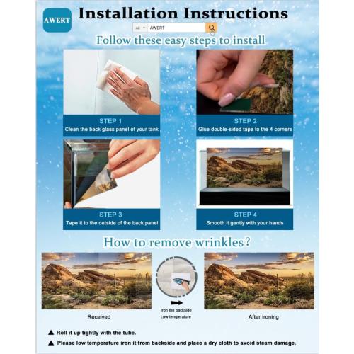 48x24 in Arch Stone Aquarium Backdrop Aquatic Plant Fish Tank Background | AWERT River Bed & Lake Vinyl Terrarium Background