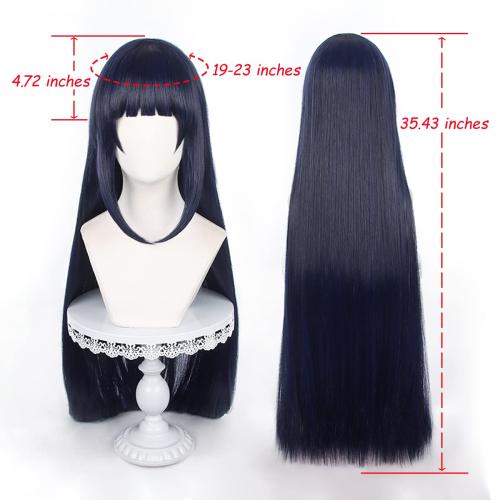 Anime Cosplay Wig Blue Purple Medium Long Straight Hair for Animation Exhibition Christmas Party Halloween Carnival