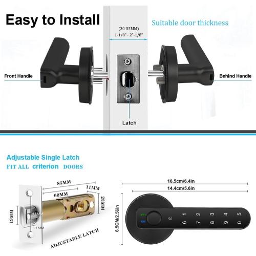 Fingerprint Door Lock- Smart Door knob,biometric Door Lock，with passcode keypad keyless Entry Door Handle，for Bedroom Home Hotel Office Apartment (Black with APP)