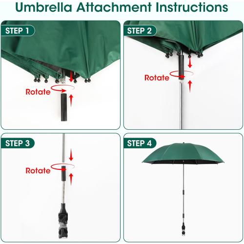 2-in-1 Garden Kneeler with Umbrella, Garden Kneeling Bench & Green Umbrella, Portable Garden Stool Loads Capacity 330lb and Garden Tools Bag with bottle holder, Gardening Gifts for Women,Men,Seniors