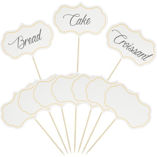 Cheese Markers, Charcuterie Boards Accessories, 24 Pieces Food Labels for Party Buffet, Blank Toothpick Flags, Cake Toppers, Chalkboard Cupcake Toppers Picks for Wedding Birthday Party Decor, White
