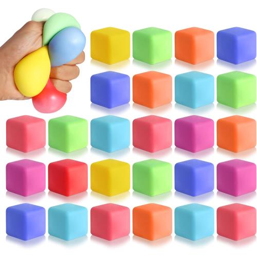 36 Pack Slow Rising Stress Cube Fidget Toys, Squishy Balls Sensory Fidget Toys for Kids Adults, Square Shape Fidgets for Classroom, Party Favors Pull Stretch Squishy Toy Classroom Prize Box Toys