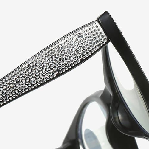 Color Black Rhinestone 2.75 Generic Fashion Cat Eye Reading Glasses for Women, Blue Light Blocking Computer Reader with Spring Hinges