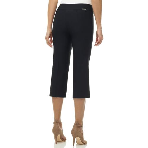 Size 14P Rekucci Women’s Comfort Stretch Pull-On Capri Pants with Button Detail – Everyday Casual Wear