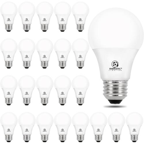 Energetic 24-Pack A19 LED Light Bulb, 60 Watt Equivalent, Daylight 5000K, E26 Medium Base, Non-Dimmable LED Light Bulb, ETL Listed