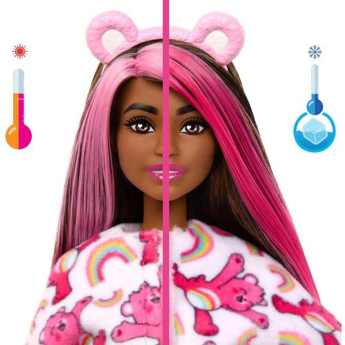 Barbie Cutie Reveal Care Bears Series Doll & Accessories Set with Cheer Bear Plush Costume & 10 Surprises Including Color Change & Mini Bear