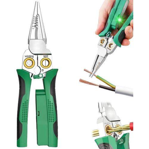 8 In 1 Wire Stripper With Voltage Tester, Multi-Function Electric Wire Stripping Tool For Cutting And Pulling Pliers, Electrician Repair Tool, Wire Strippers Electrical (Green)