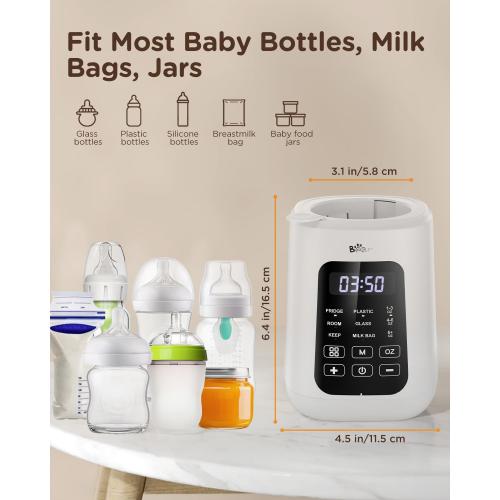 Bear Baby Bottle Warmer, Fast Warming Breast Milk Formula, White | Newborn Essentials, Time Temp Control, Automatic Shut Off, at Home Use, Water Bath Heating, Compatible with Baby Bottles