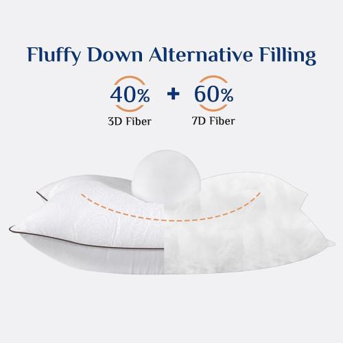JOLLYVOGUE Standard Pillows Set of 2, Cooling and Supportive Pillows Full Size Set of 2 for Side and Back Sleepers, Down Alternative Hotel Collection Sleeping Pillow